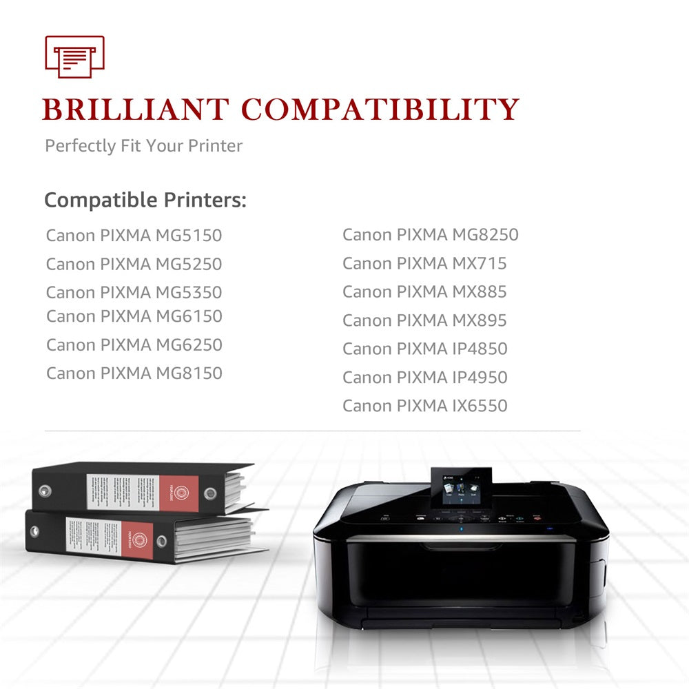 Compatible Canon PGI-525PGBK / CLI-526 C, M, Y, K, GY Multipack Ink  Cartridges (4529B001 / 4540B017 / 4544B001) - Canon MG8150 Pixma ink - Canon  PIXMA MG - Canon Ink - Ink