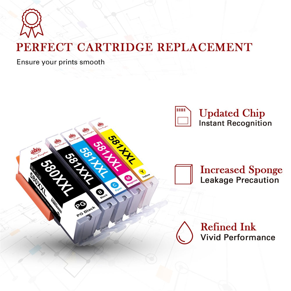 Compatible Canon PGI-580XXL CLI-581XXL ink Cartridge -5 Pack – Toner Kingdom
