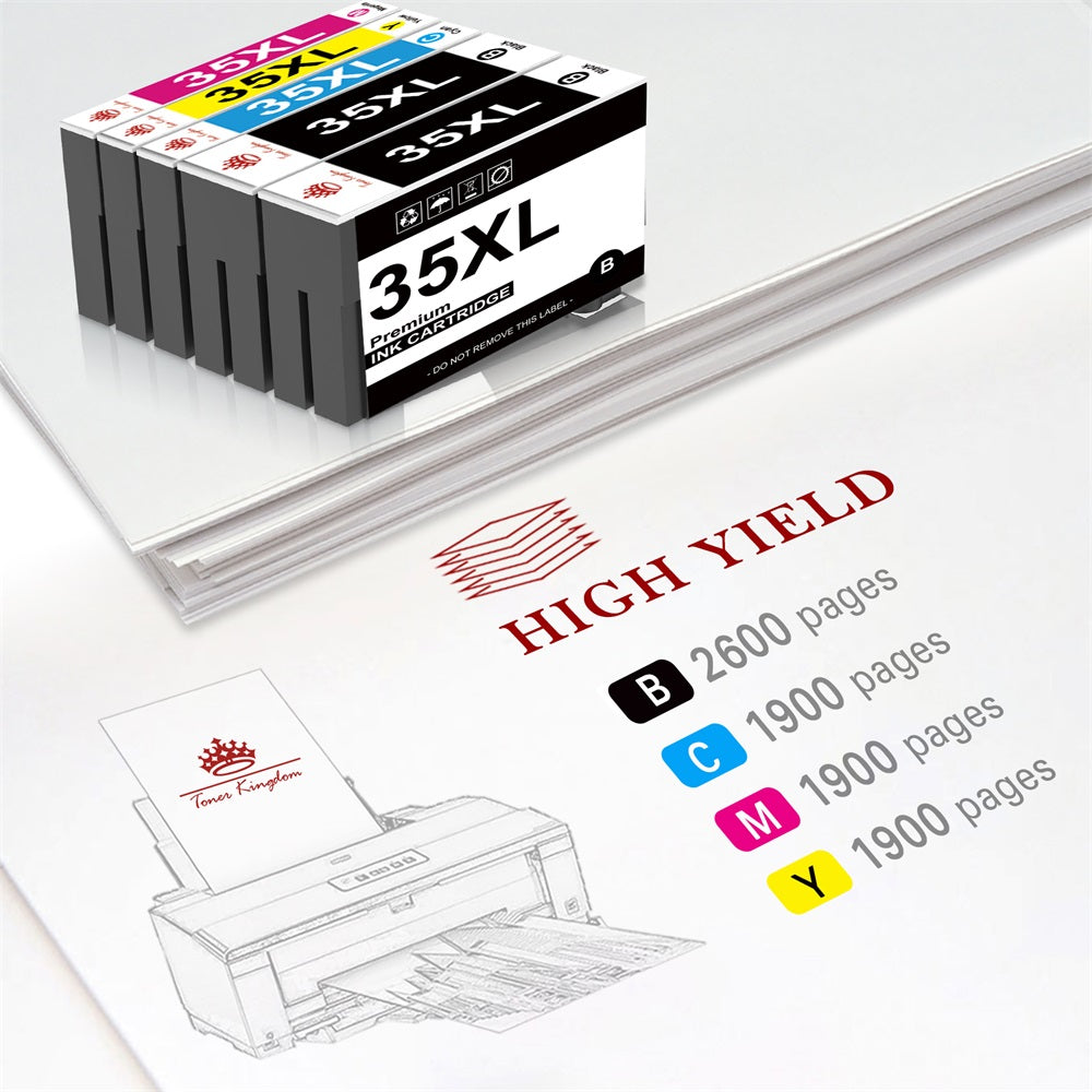 SupplyGuy 4 Ink Cartridges compatible with Epson 35XL / 35 XL Multipack for  WF-4700 WF-4720dwf WF-4720 WF-4725dwf WF-4730dtwf WF-4735dtwf WF-4740dtwf