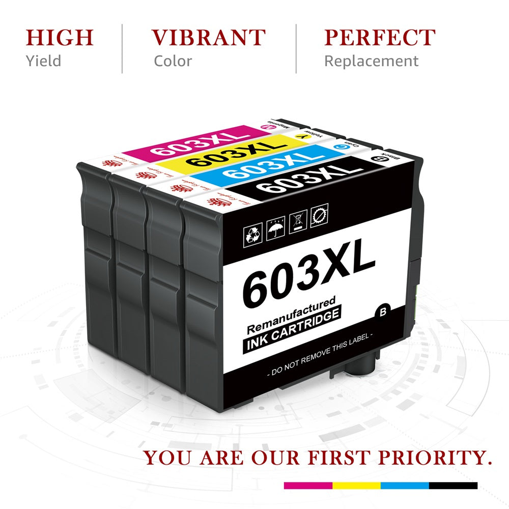 Pack de 40 cartouches noirs (18,2 Ml) et couleurs (14 Ml) compatibles pour  EPSON 603 XL, 4100 4105 - 